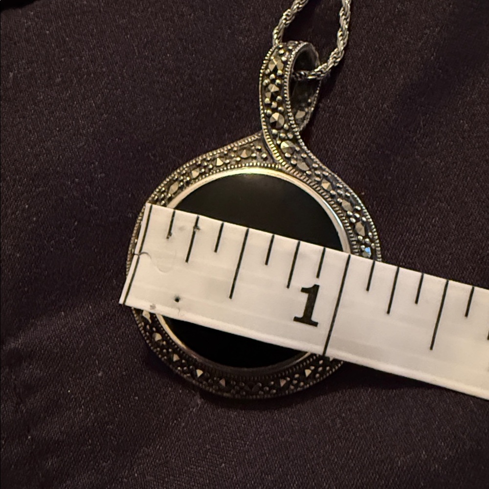 π€VINTAGE MALACHITE 925 ITALY STERLING SILVER REVERSIBLE PENDANTπ€ - Picture 6 of 8